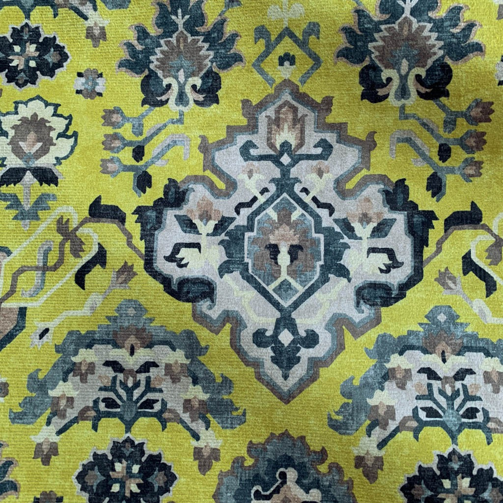 Tecido Para Sofá Veludo Vellus Mandala Amarelo - Texpoint