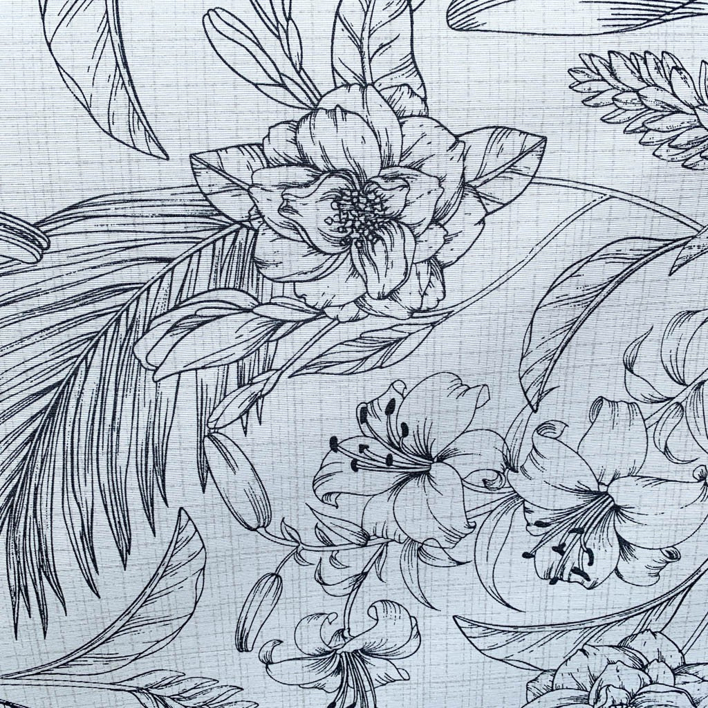 Tecido Para Área Externa Gorgurão Waterblock Grafismo Floral Crú