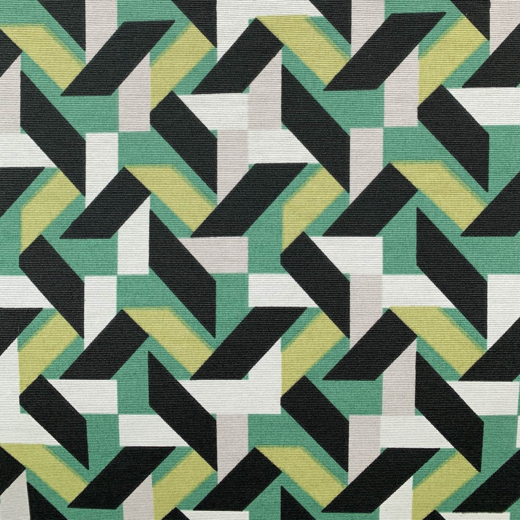 Tecido Para Área Externa Gorgurão Waterblock Papel Picado Preto/Verde