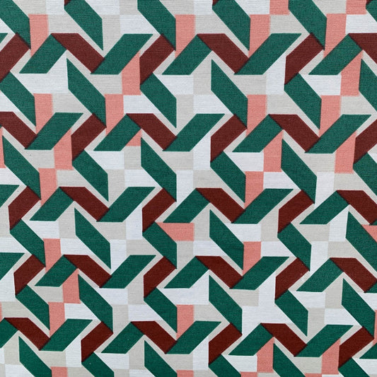 Tecido Para Área Externa Gorgurão Waterblock Papel Picado Marsala/Verde