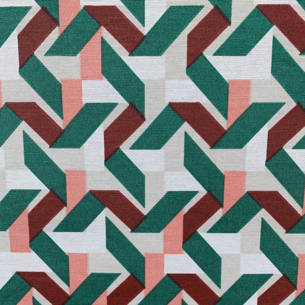 Tecido Para Área Externa Gorgurão Waterblock Papel Picado Marsala/Verde