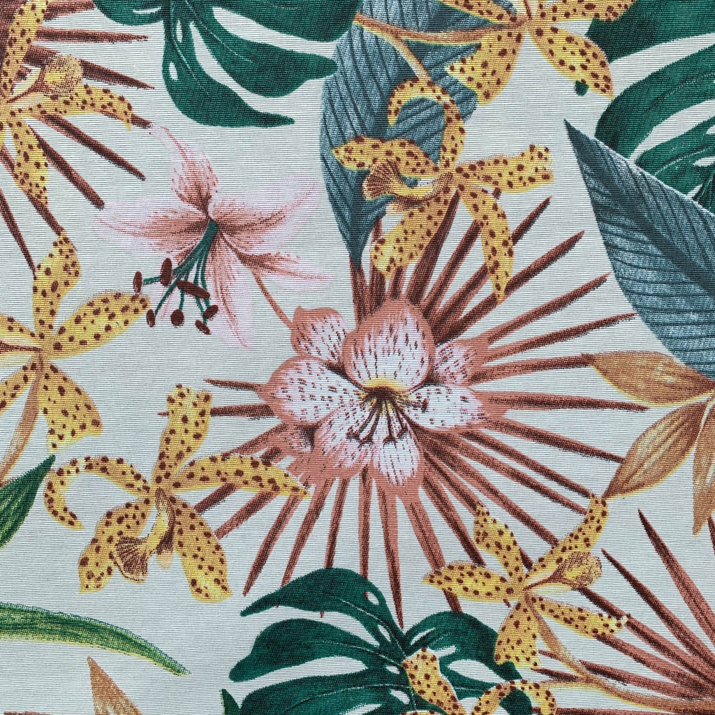 Tecido Para Área Externa Gorgurão Waterblock Hibisco Rosa c/ Orquídea