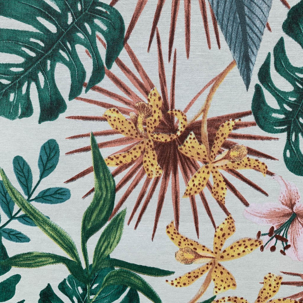 Tecido Para Área Externa Gorgurão Waterblock Hibisco Rosa c/ Orquídea