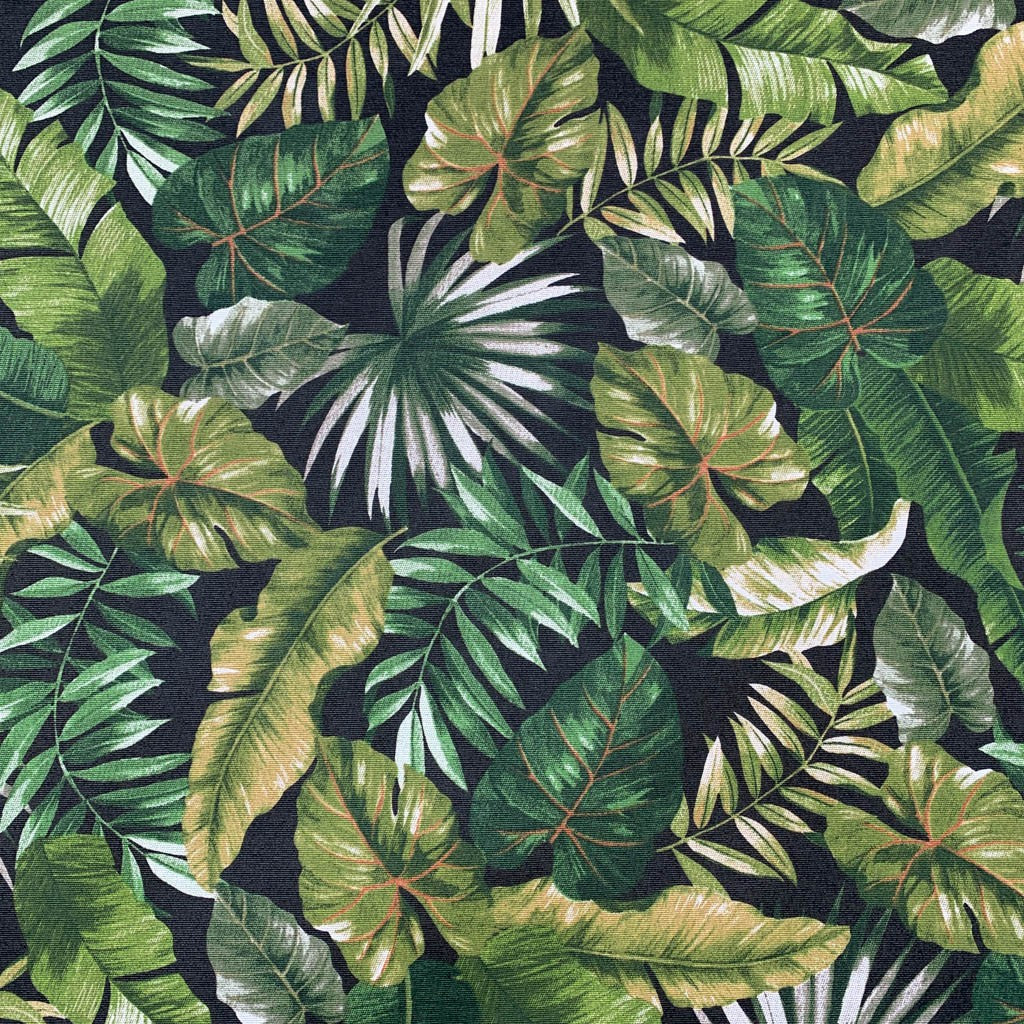 Tecido Para Área Externa Gorgurão Waterblock Palmeira Leque Preto