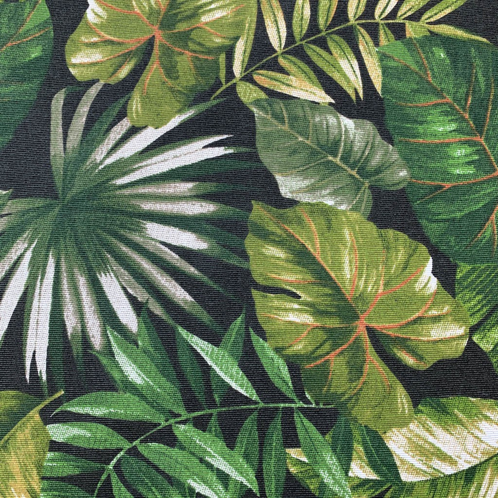 Tecido Para Área Externa Gorgurão Waterblock Palmeira Leque Preto