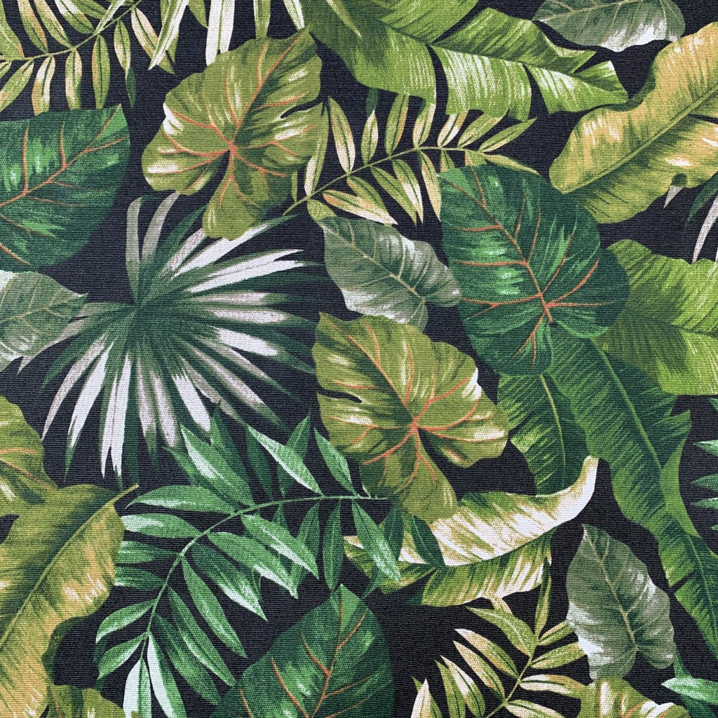 Tecido Para Área Externa Gorgurão Waterblock Palmeira Leque Preto