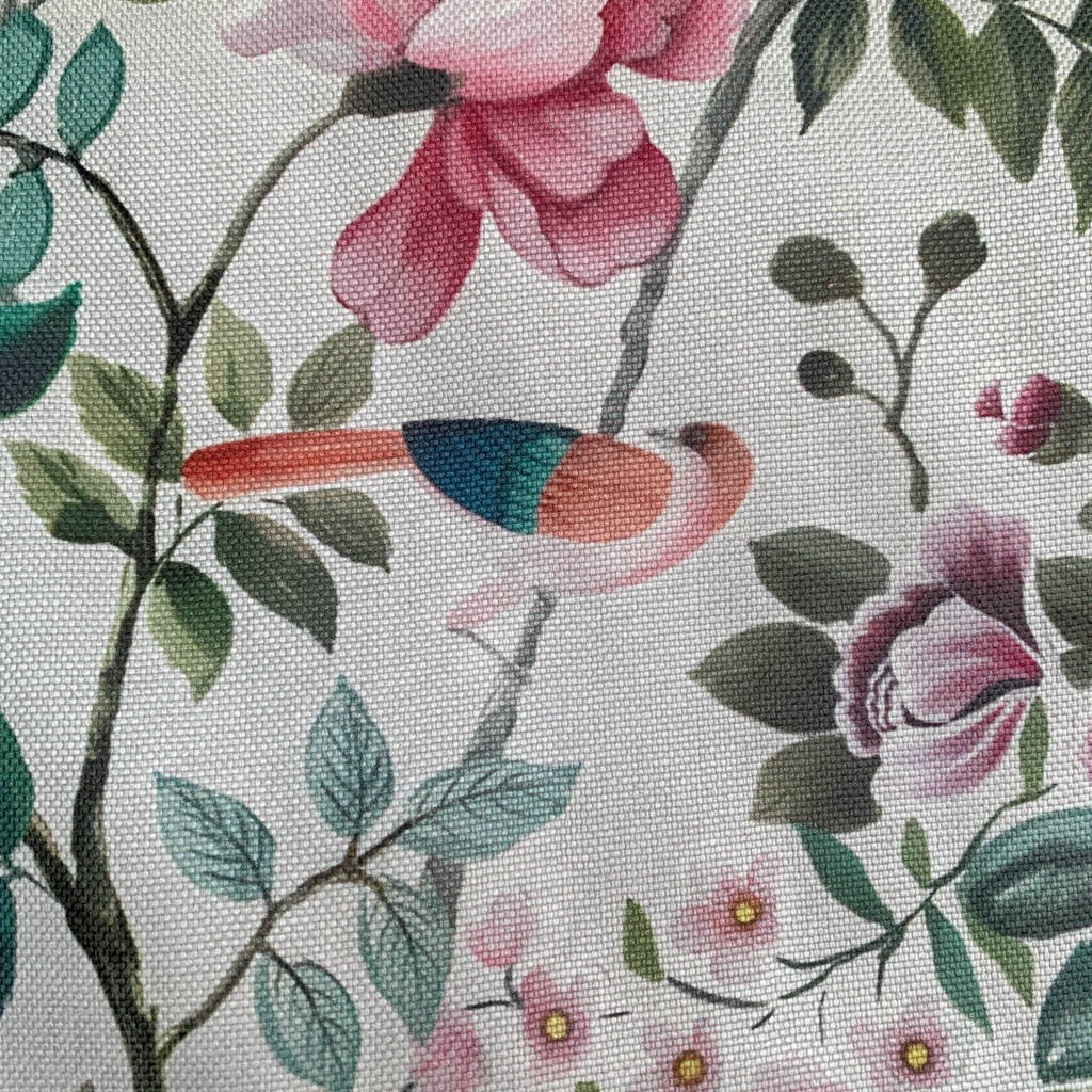 Tecido Para Sofá Linho Sintético Flores e Pássaros