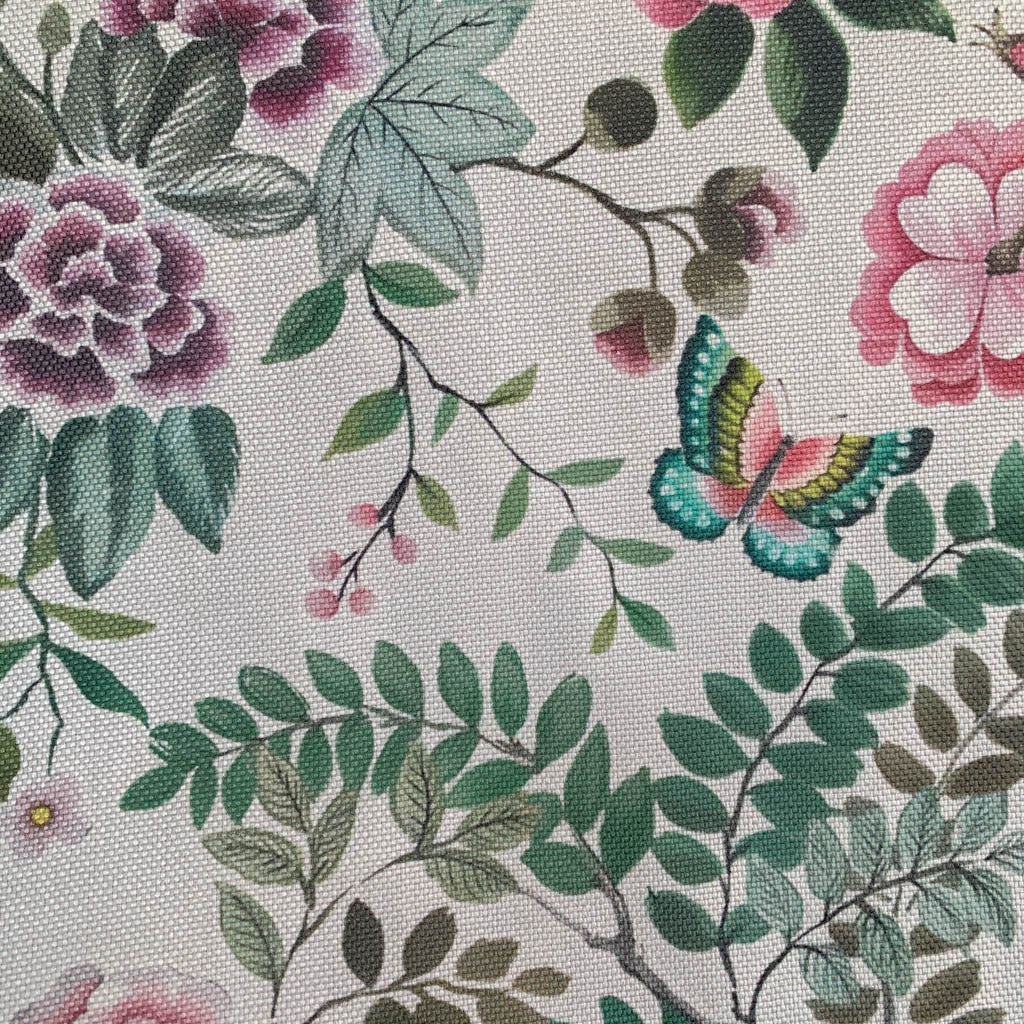 Tecido Para Sofá Linho Sintético Flores e Pássaros