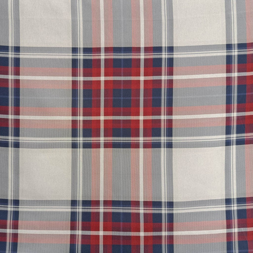 Tecido Para Sofá Linho Sintético Xadrez Vermelho/Azul