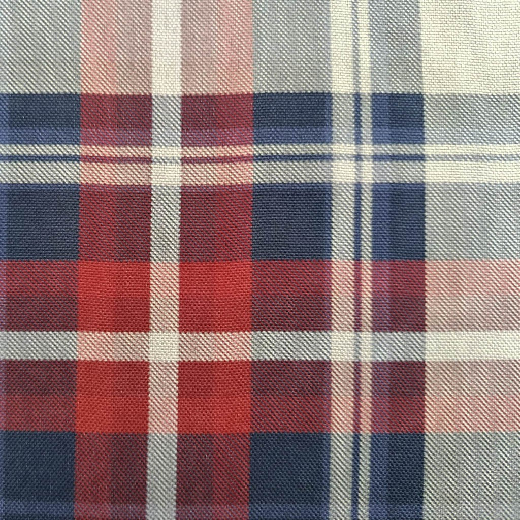 Tecido Para Sofá Linho Sintético Xadrez Vermelho/Azul