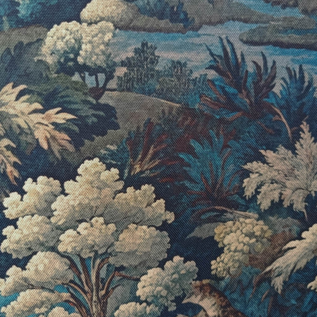 Tecido Para Sofá Linho Sintético Floresta Azul