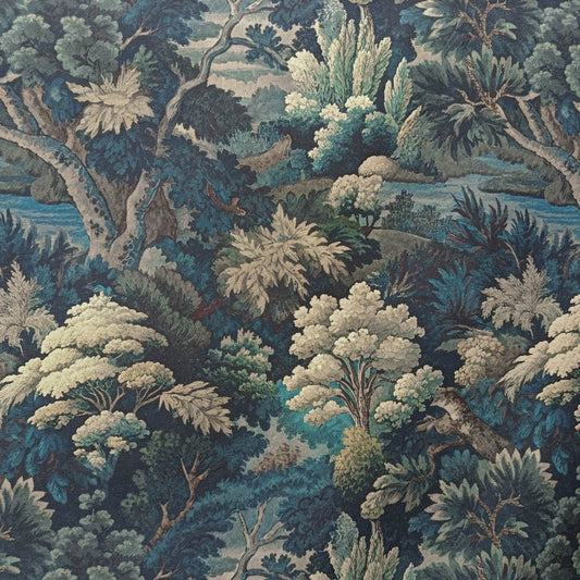 Tecido Para Sofá Linho Sintético Floresta Azul