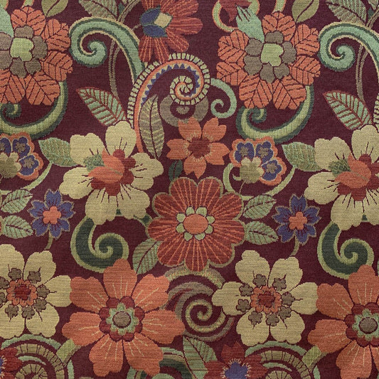 Tecido Para Sofá Gobelem Pixel Floral Marsala