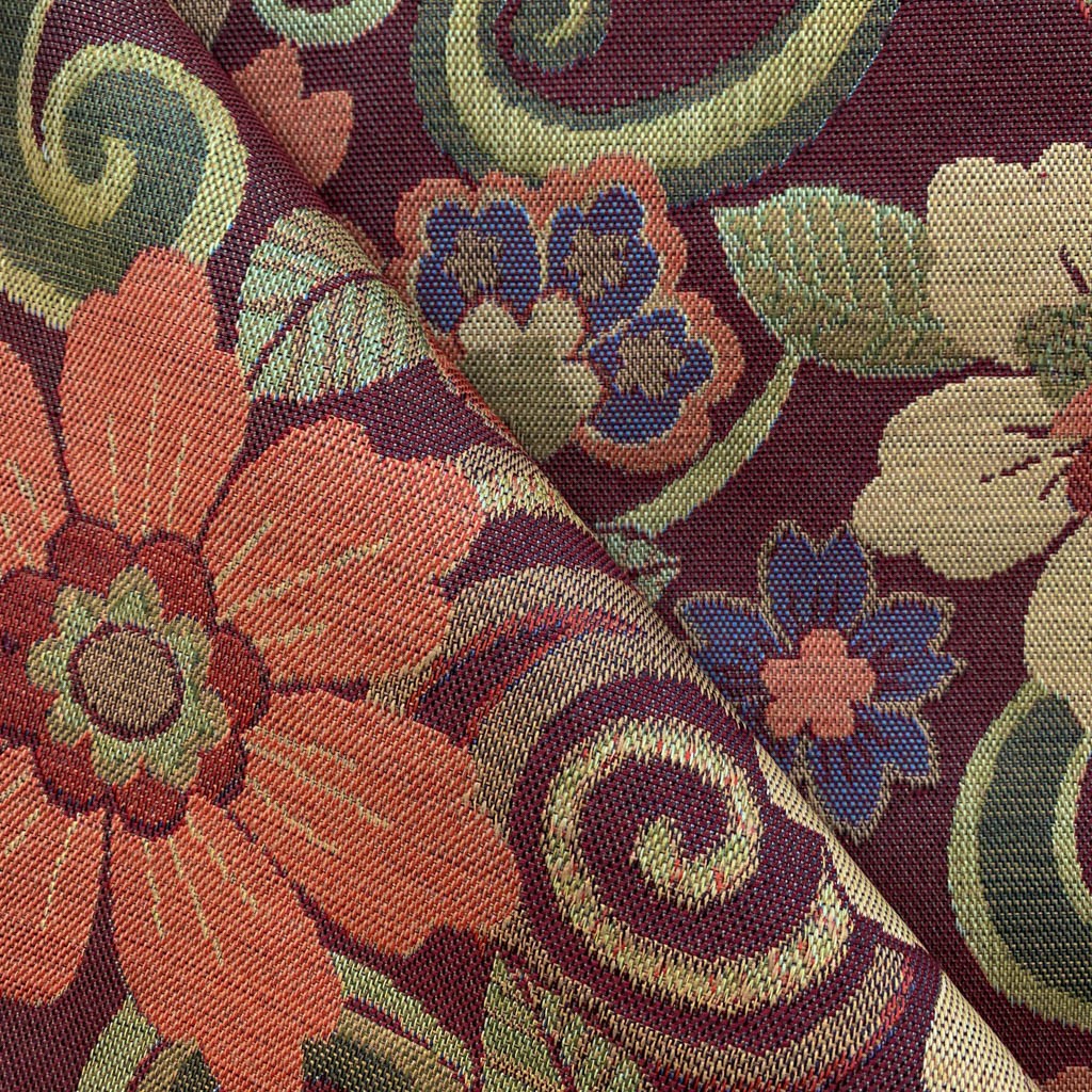 Tecido Para Sofá Gobelem Pixel Floral Marsala