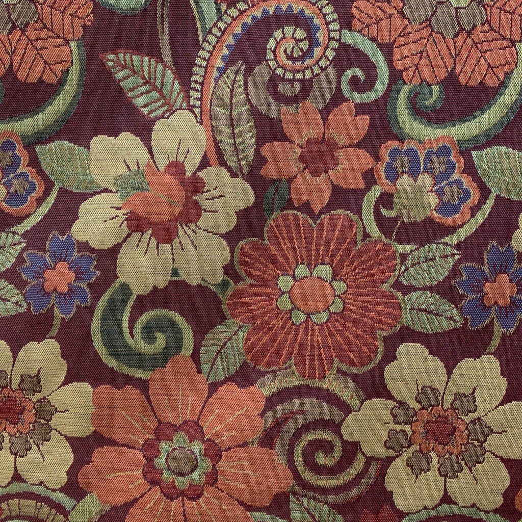 Tecido Para Sofá Gobelem Pixel Floral Marsala