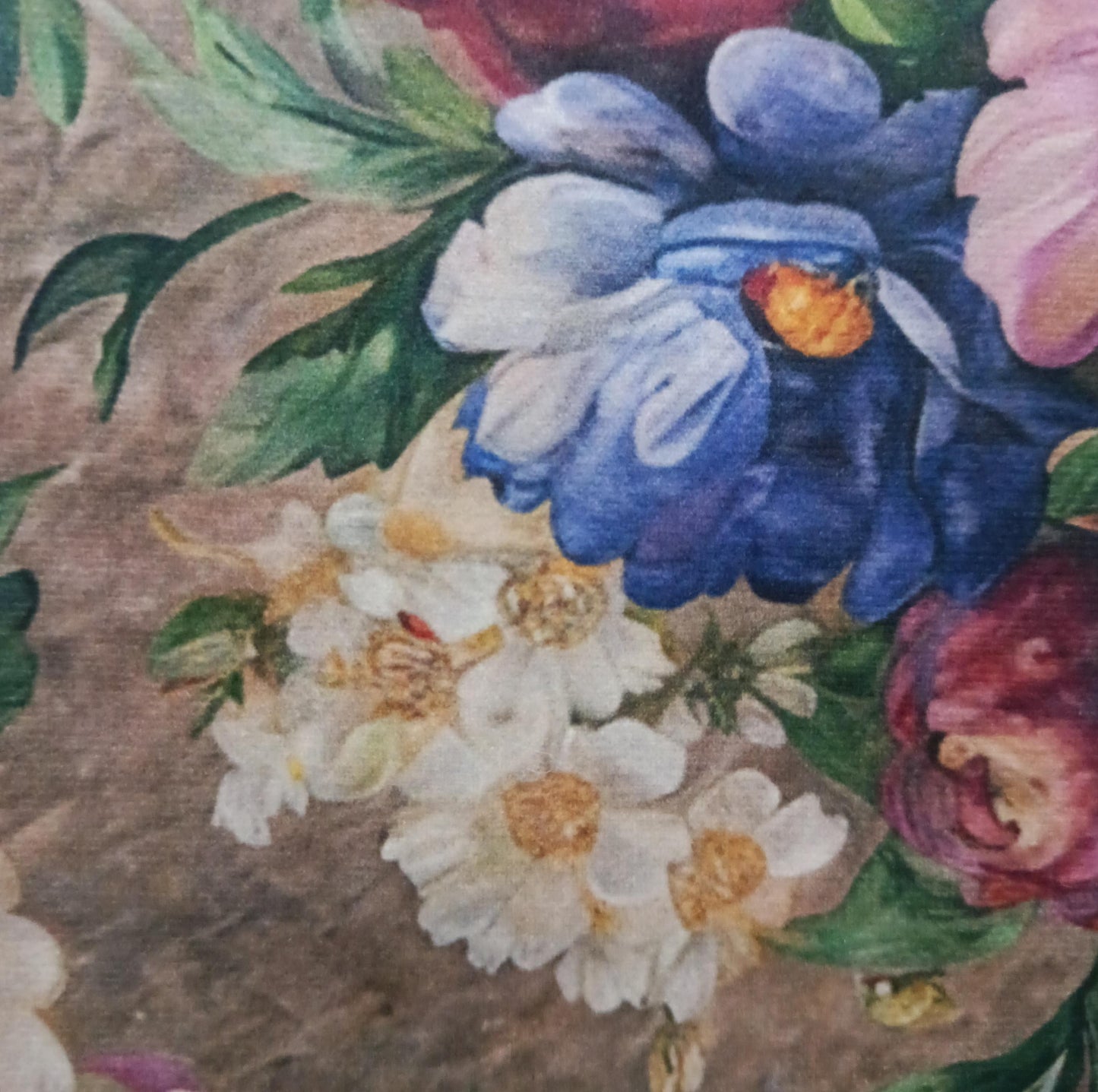 Tecido Para Sofá Veludo Estampado Floral Marrom