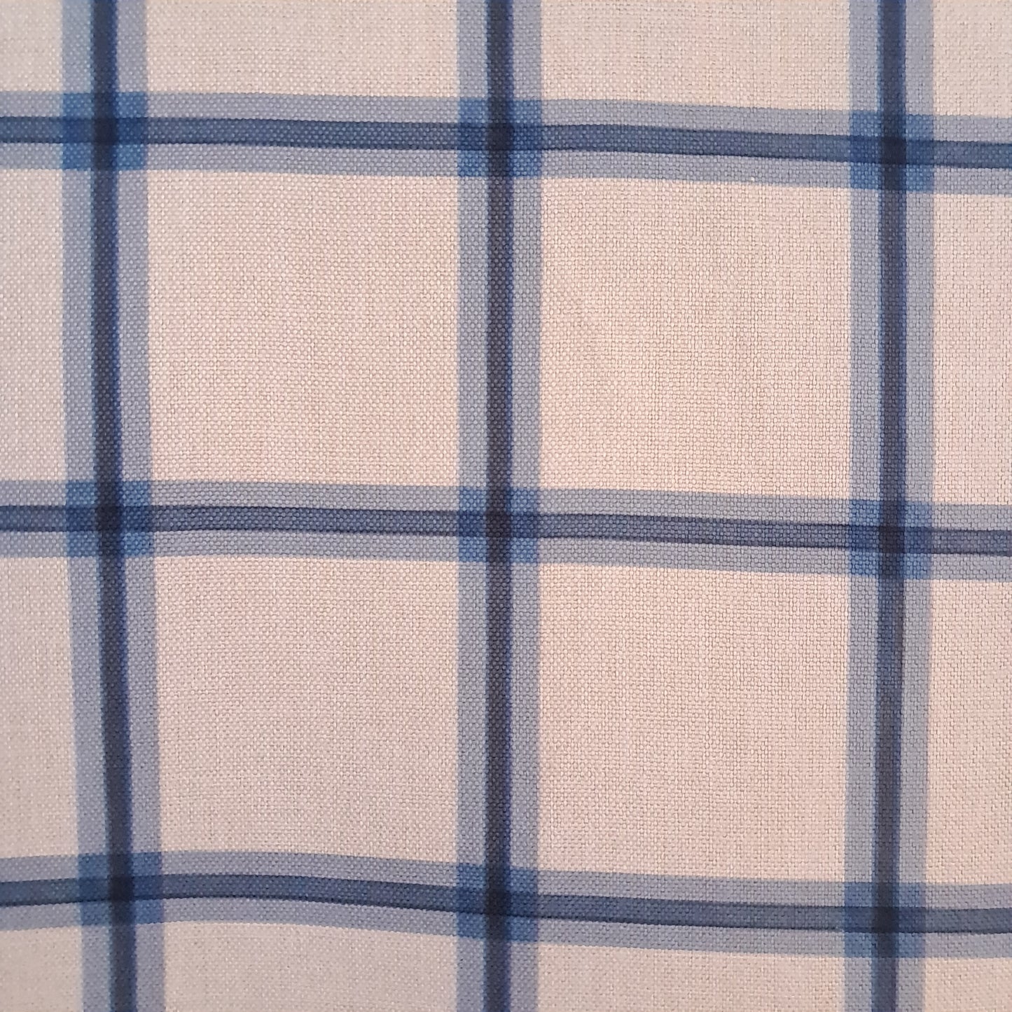 Tecido Para Sofá Linho Sintético Xadrez Crú/Azul