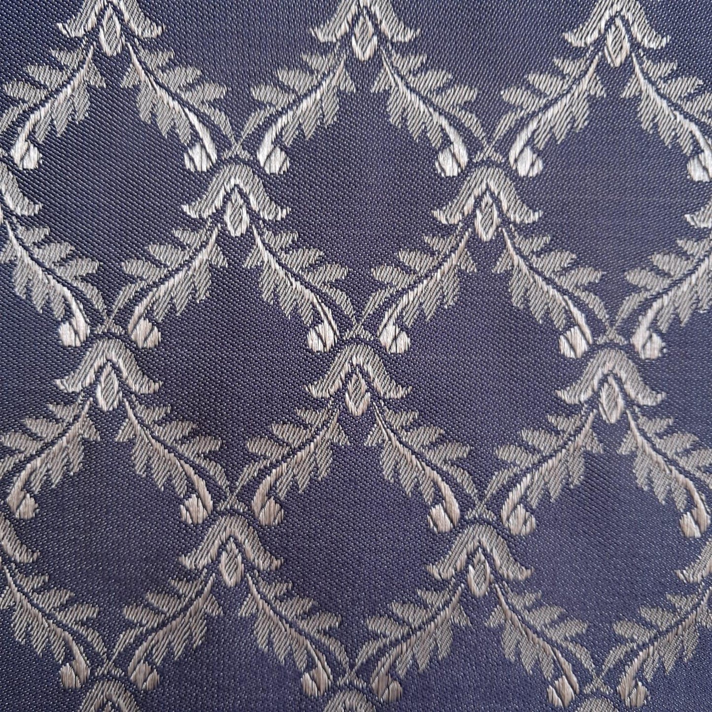 Tecido Para Sofá Chantung Bordado Azul