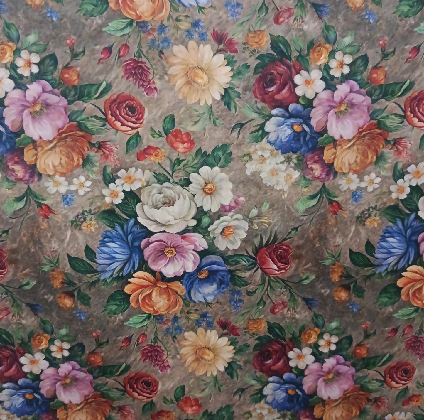 Tecido Para Sofá Veludo Estampado Floral Marrom