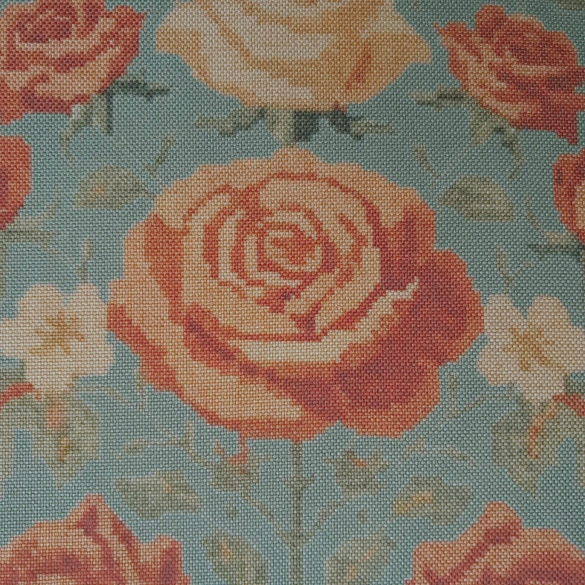Tecido Para Sofá Linho Sintético Buquê Verde Tiffany