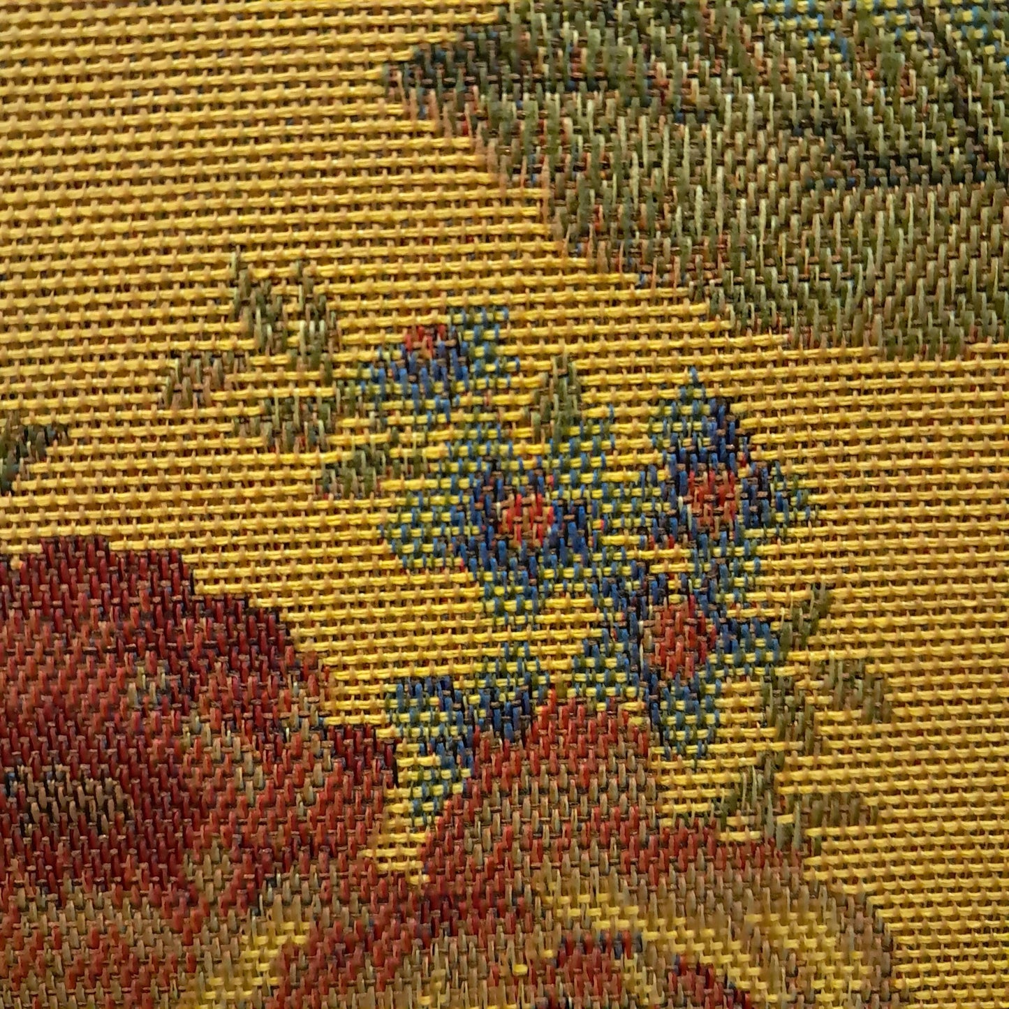 Gobelem Pixel Floral Mostarda