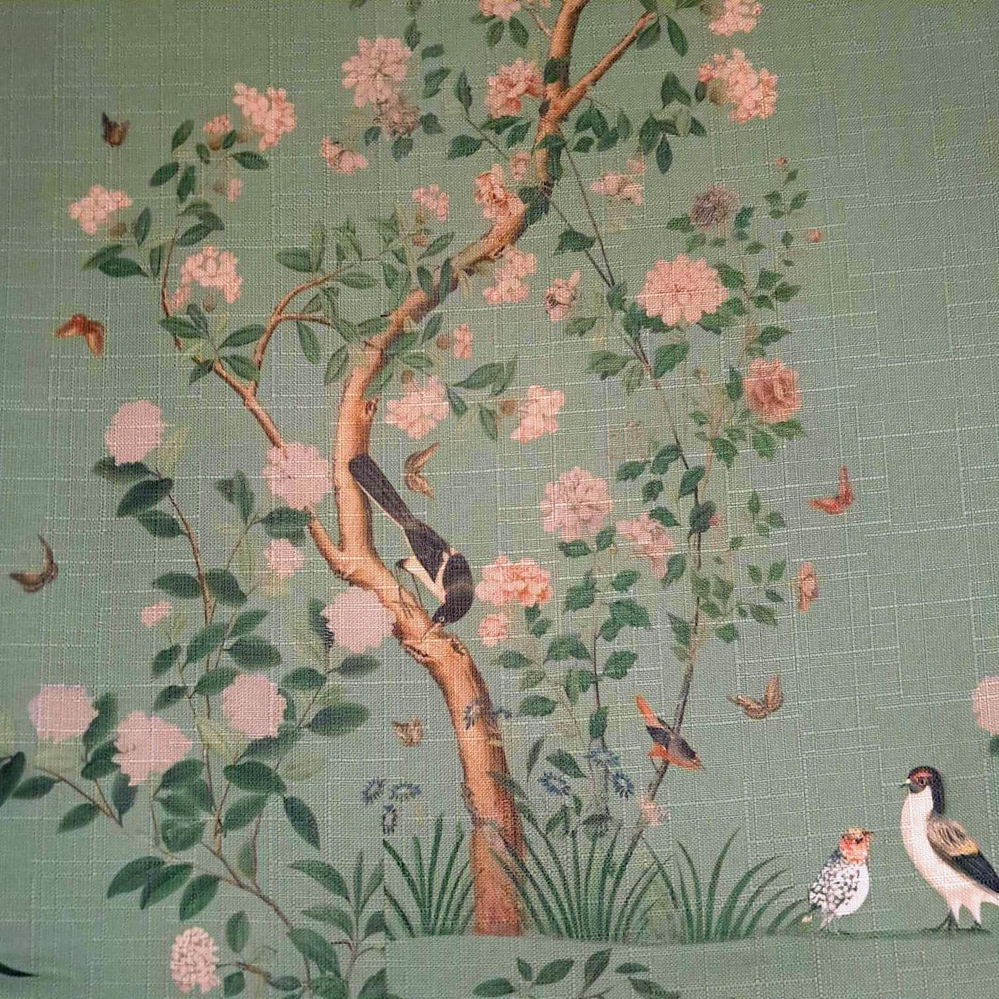 Tecido Para Sofá Linho Sintético Pássaro Verde