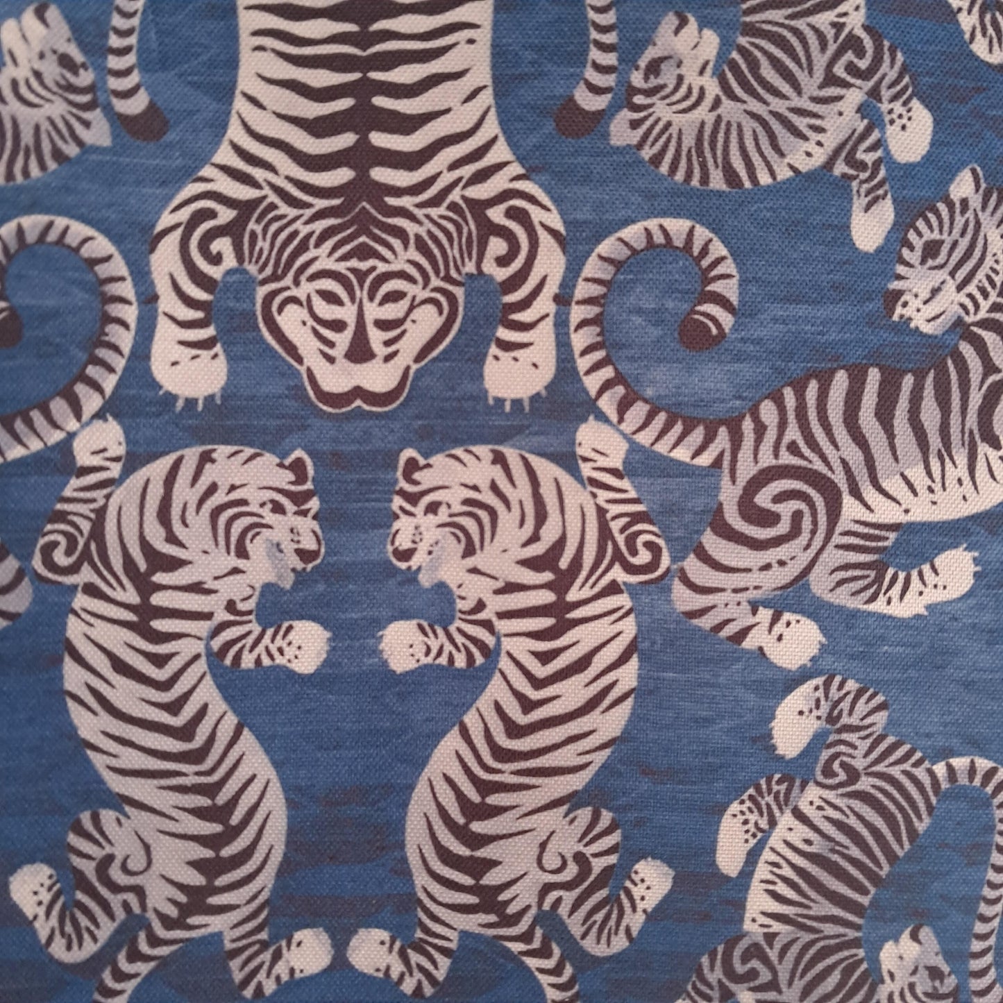 Tecido Para Sofá Linho Sintético Tigres Azul