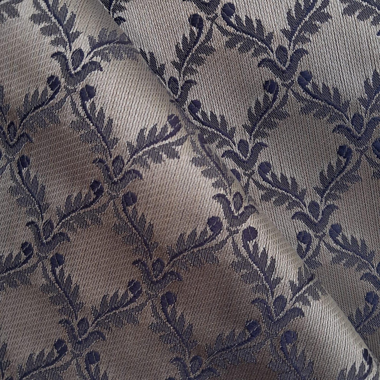 Tecido Para Sofá Chantung Bordado Azul