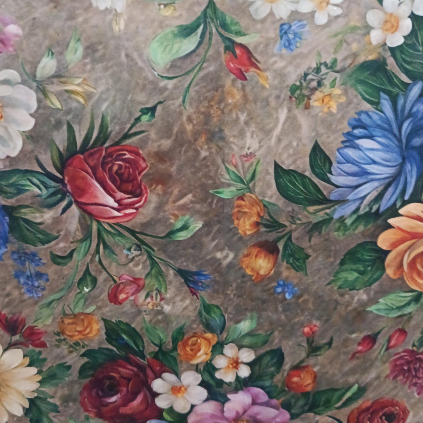 Tecido Para Sofá Veludo Estampado Floral Marrom