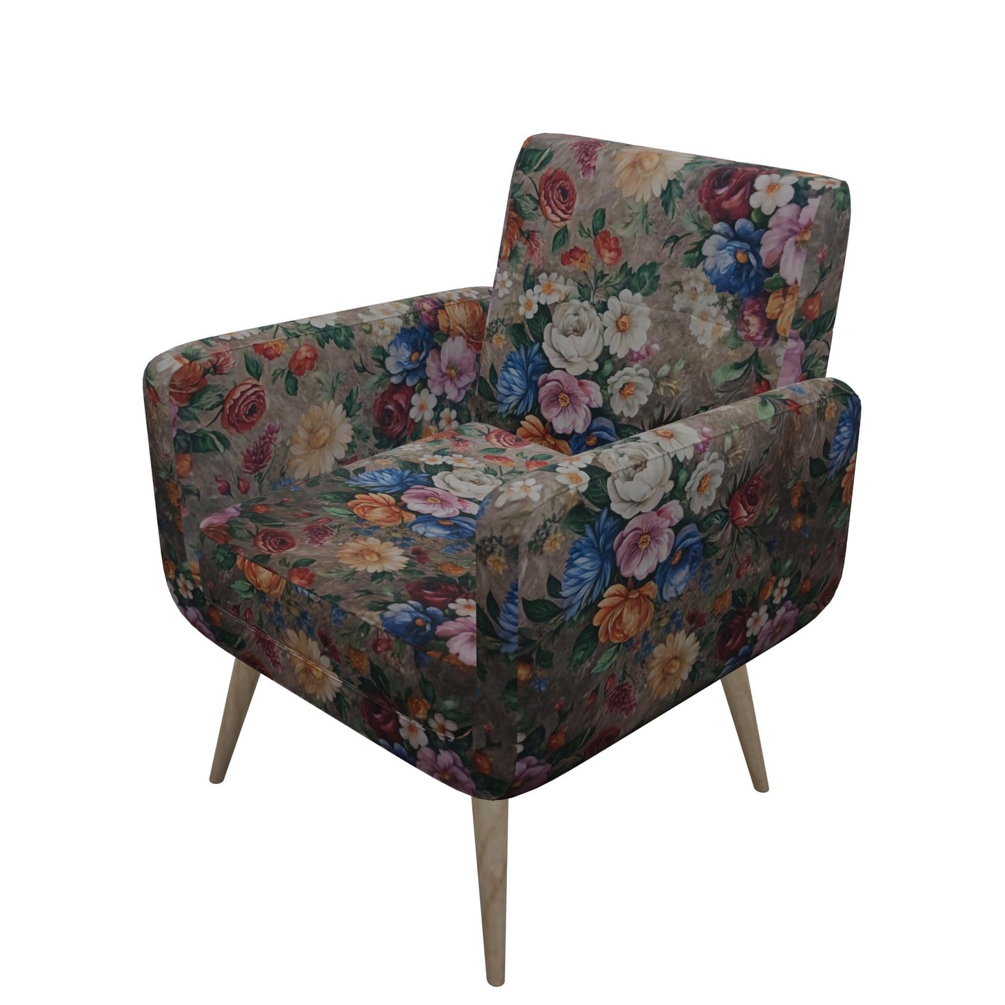 Tecido Para Sofá Veludo Estampado Floral Marrom