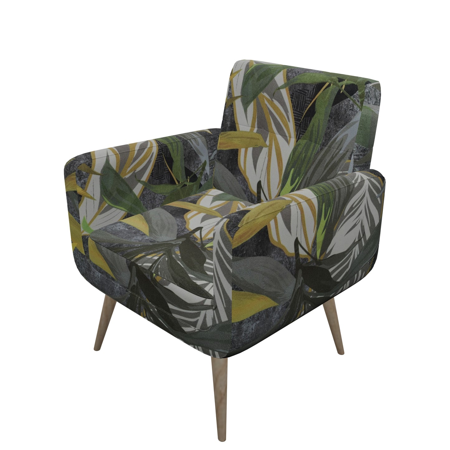 Tecido Para Sofá Veludo Velfit Folhas Cinza