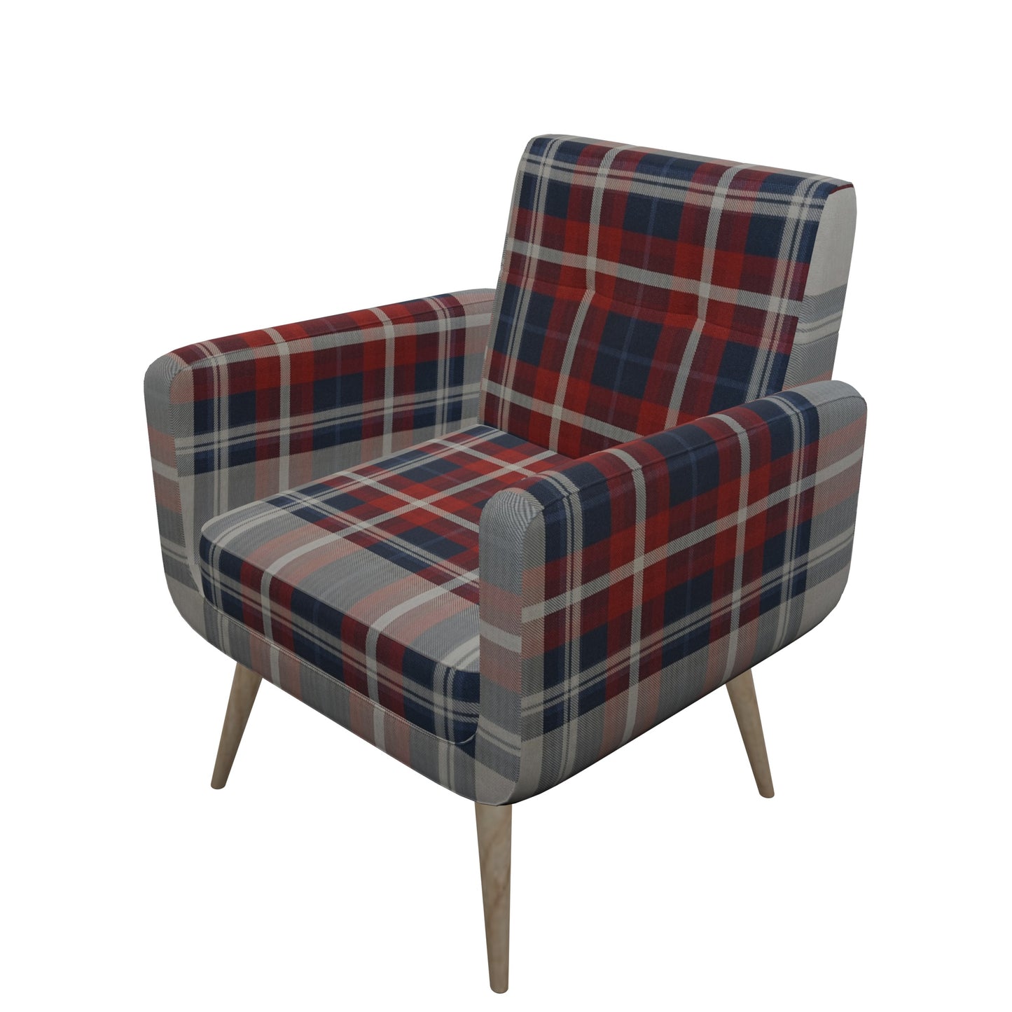 Tecido Para Sofá Linho Sintético Xadrez Vermelho/Azul