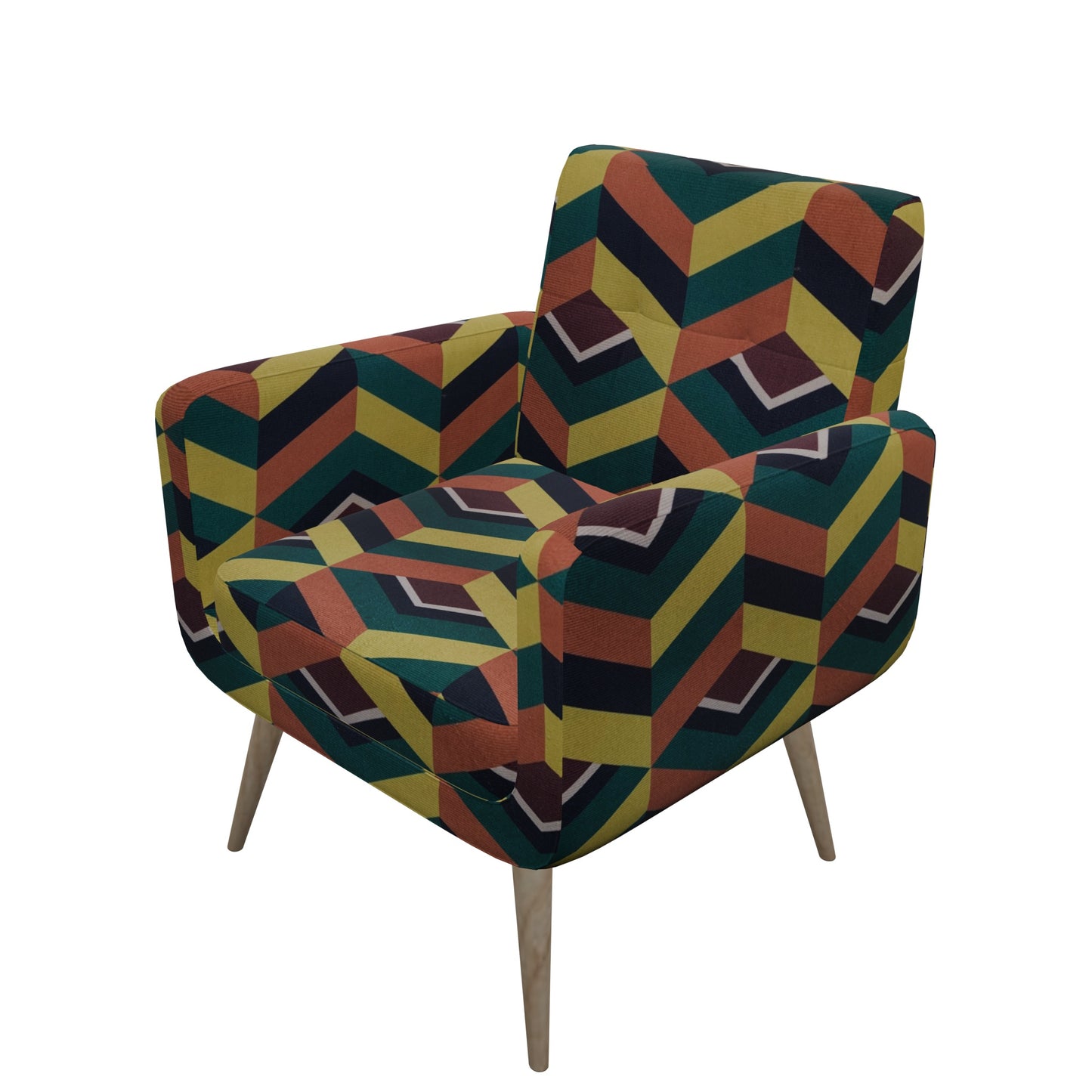Tecido Para Sofá Veludo Velfit Geometrico Verde Oliva