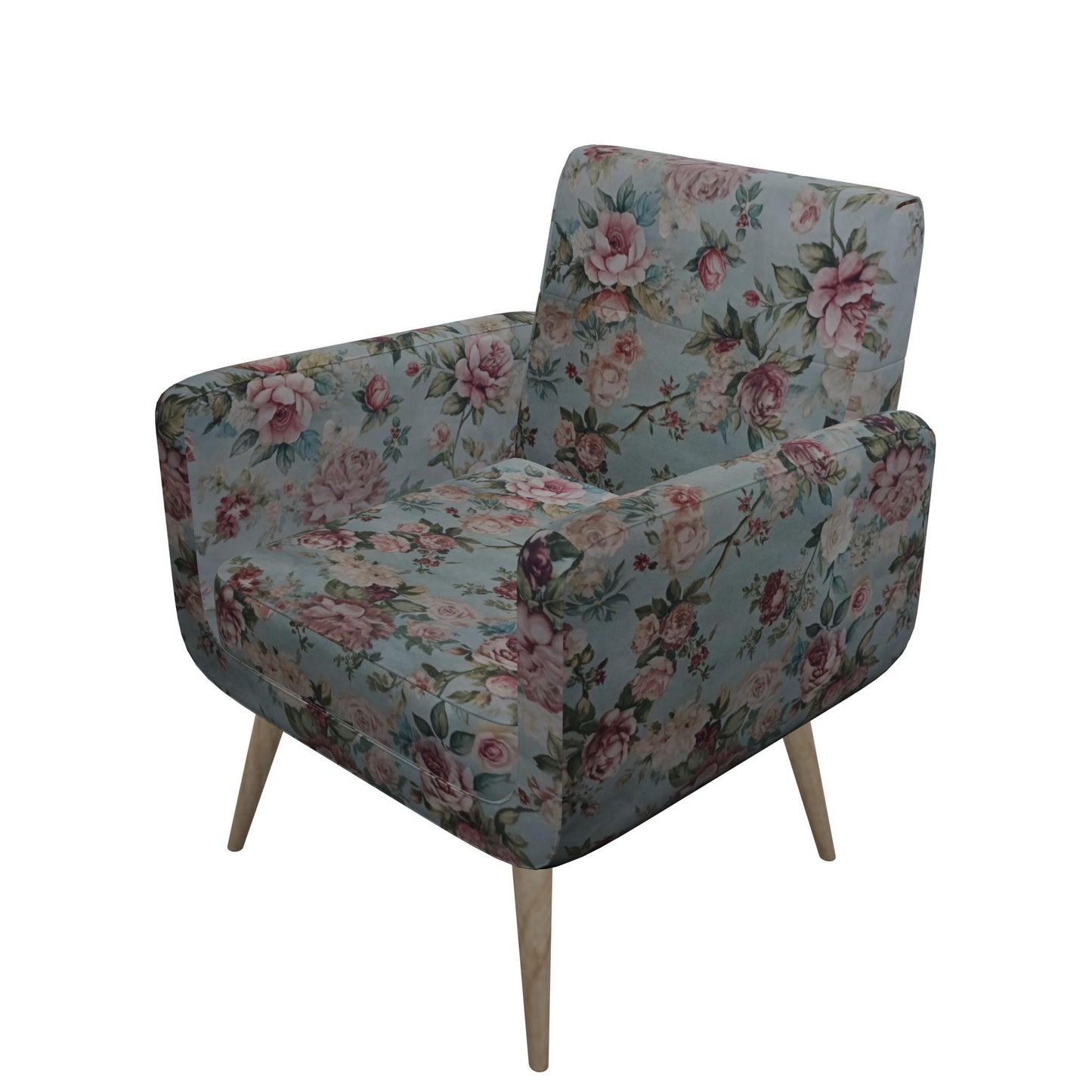 Tecido Para Sofá Linho Sintético Floral Rosa Seco