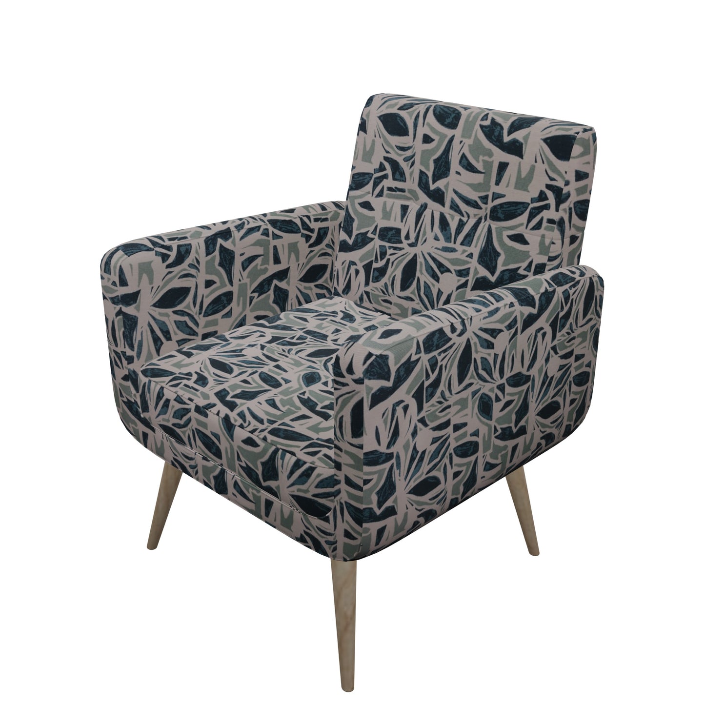 Tecido Para Área Externa Gorgurão Waterblock Geométrico Folhas Azul