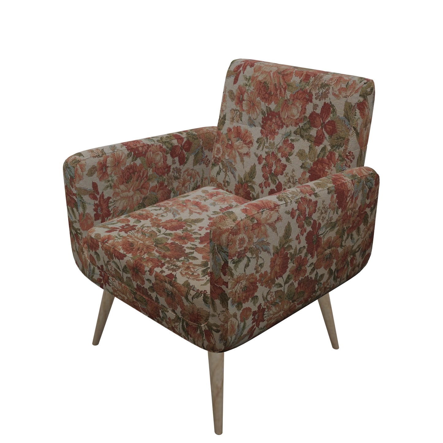 Tecido Para Sofá Gobelem Pixel Floral Crú Pequeno