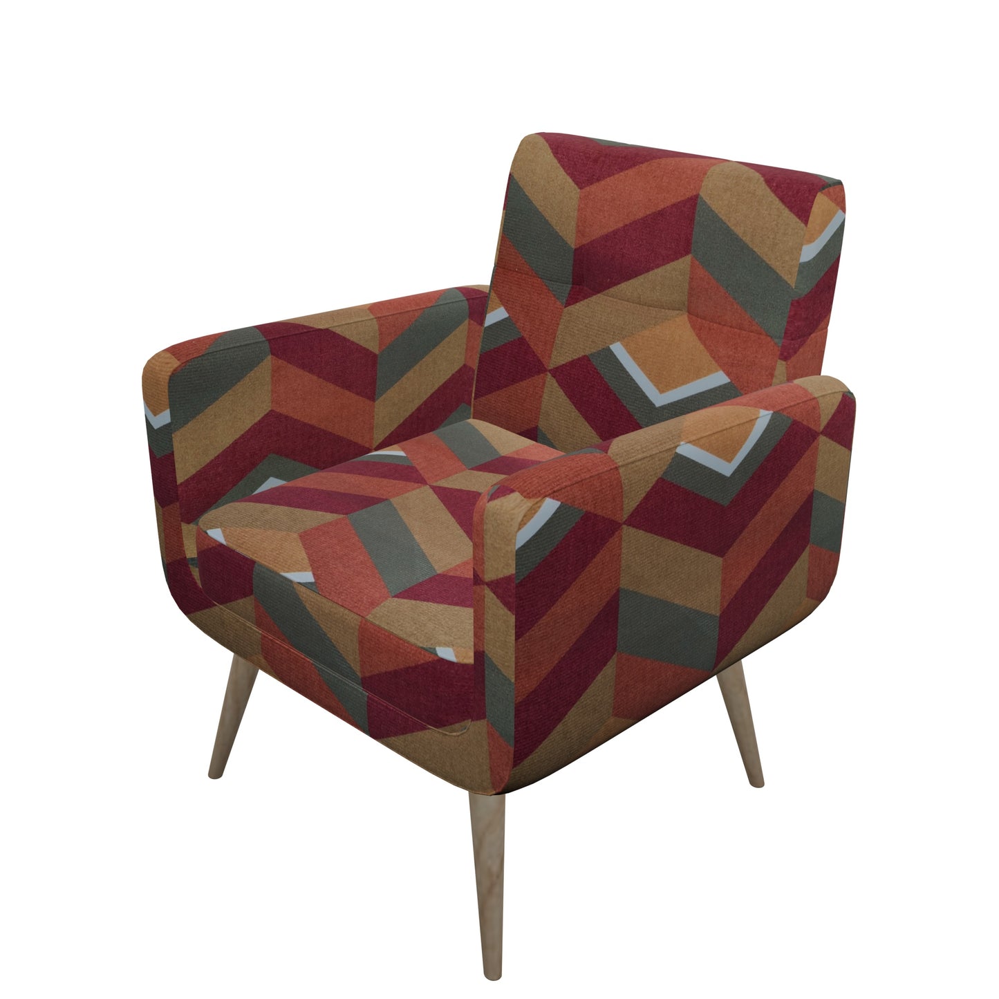 Tecido Para Sofá Veludo Velfit Geometrico Terracota