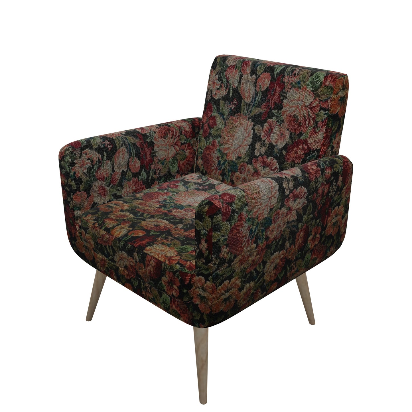 Tecido Para Sofá Gobelem Pixel Floral Preto