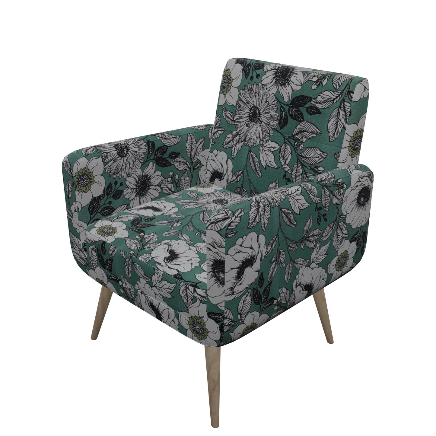 Tecido Para Área Externa Gorgurão Waterblock Grafismo Floral Verde