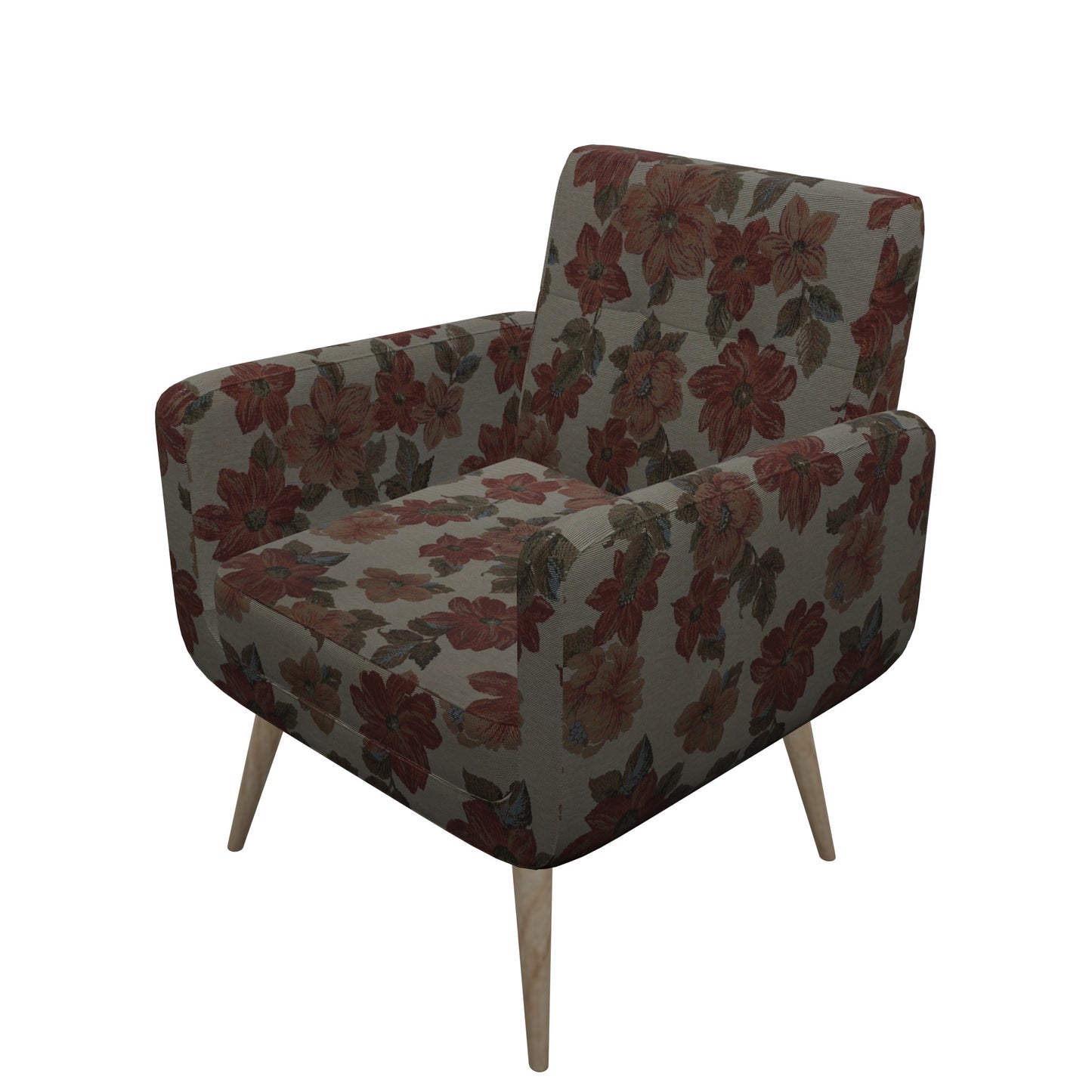 Tecido Para Sofá Gobelem Pixel Hibisco Crú/Verde