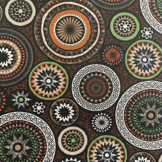 Tecido Para Área Externa Waterblock Mandala Preto com Marrom - Döhler