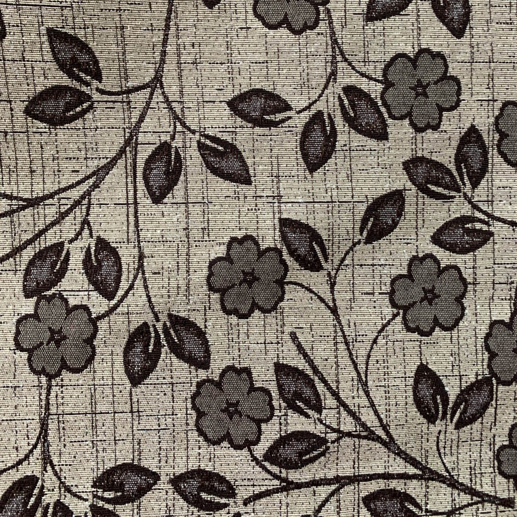 Tecido Para Sofá Jacquard Victoria Floral Crú/Café - Imetextil - Textil Irineu Meneghel Ltda.