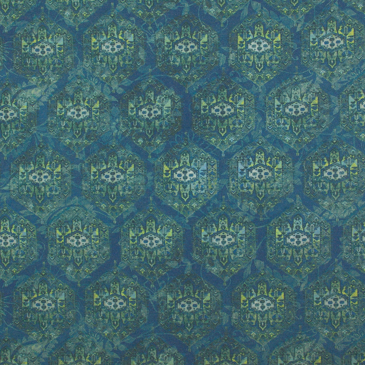 Tecido Para Sofá Linho Misto Mandala Azul - Torre Tecidos