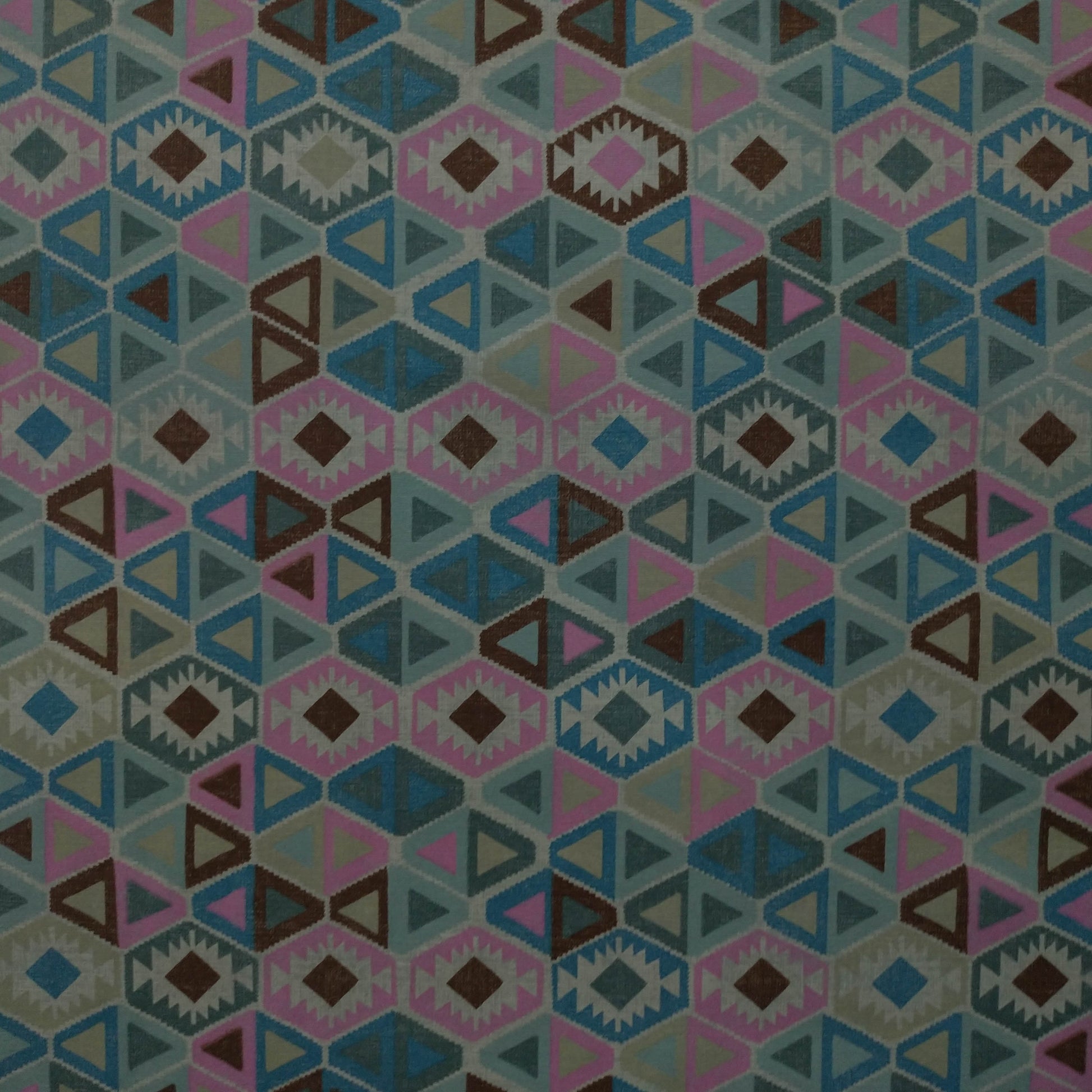 Tecido Para Sofá Gorgurão Étnico rosa/azul - Tecelagem Jolitex