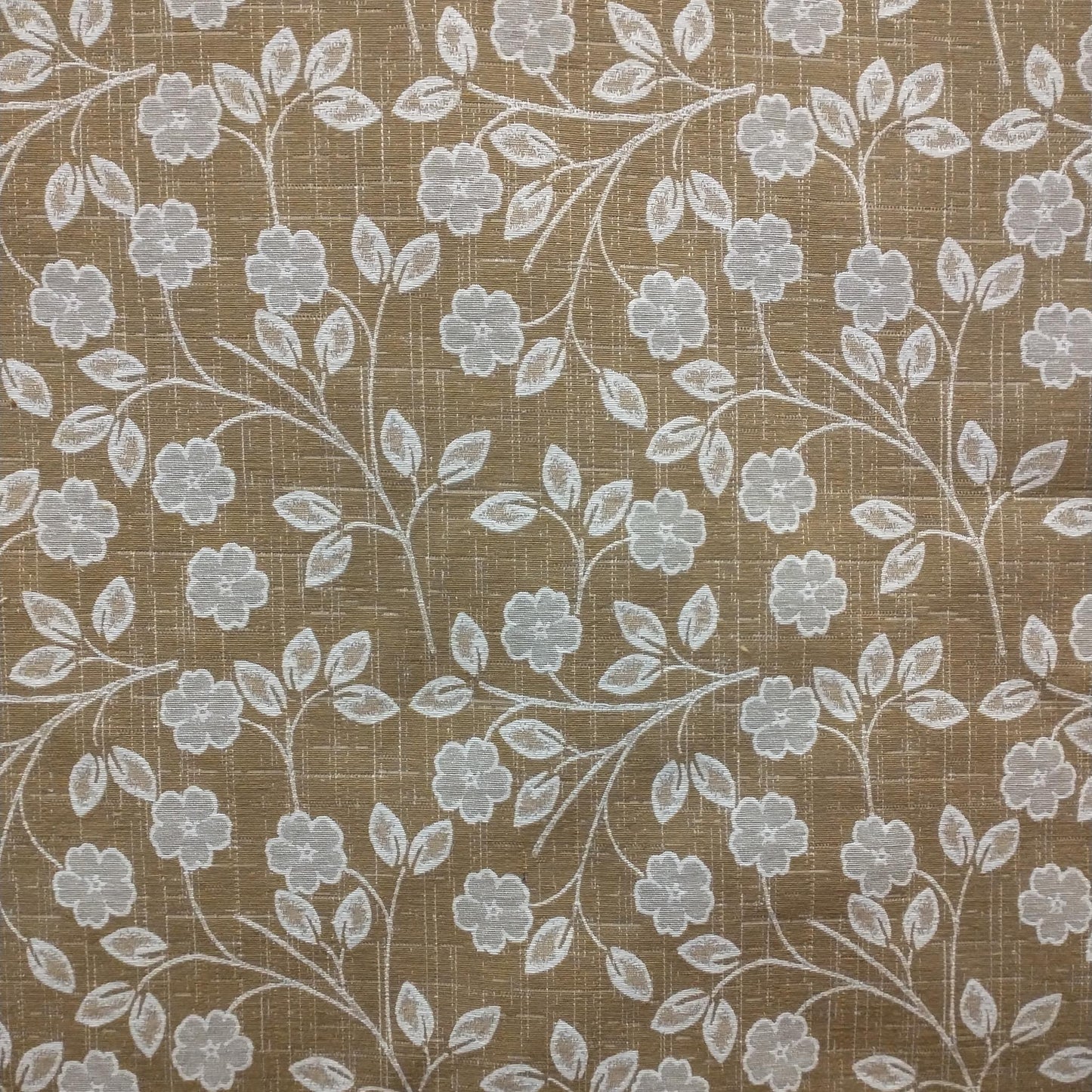 Tecido Para Sofá Jacquard Victoria Floral Crú/Caramelo - Imetextil - Textil Irineu Meneghel Ltda.