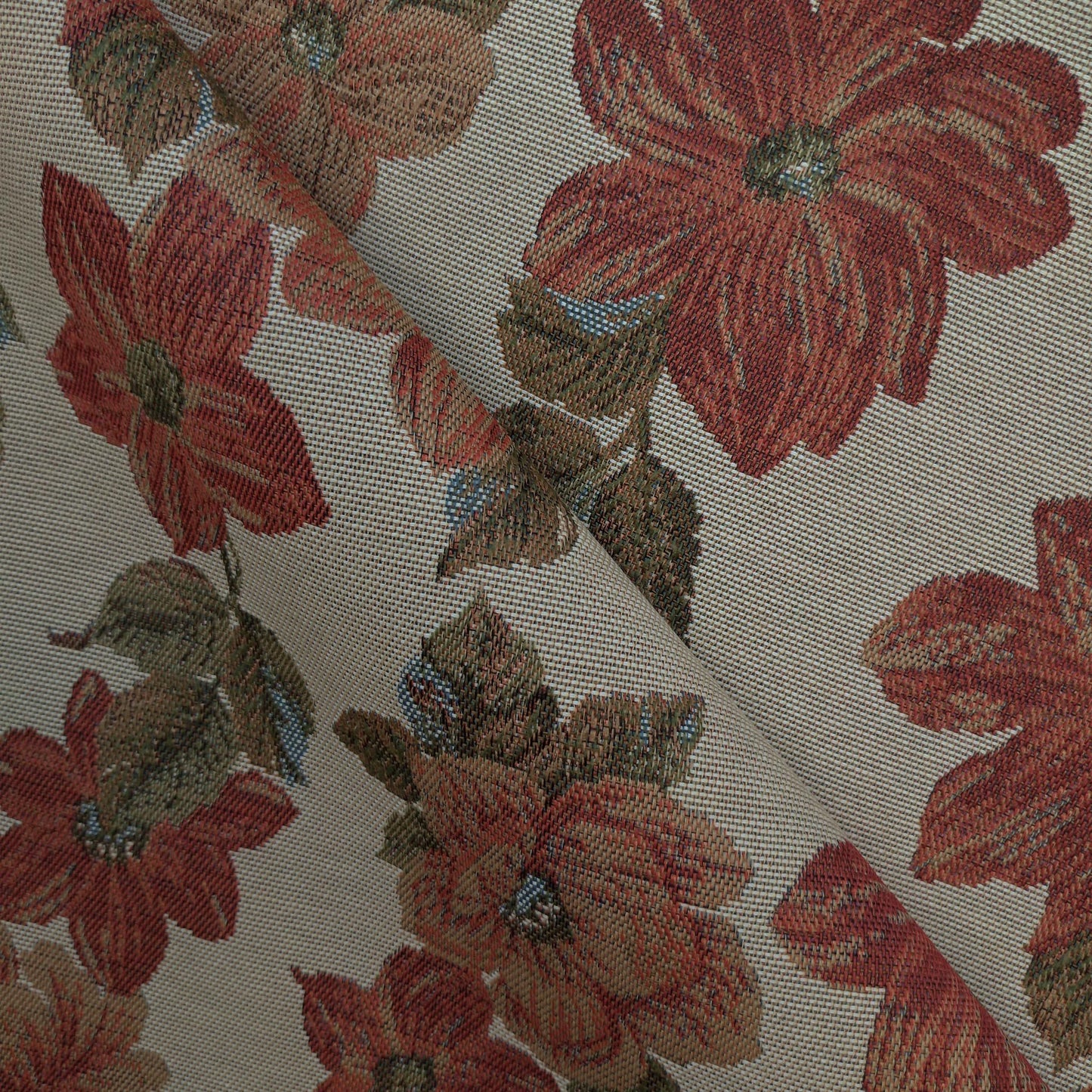 Tecido Para Sofá Gobelem Pixel Hibisco Crú/Verde - Meneghel Indústria Têxtil