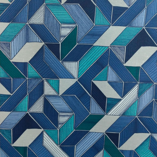 Tecido Para Área Externa Waterblock Geométrico Azul - Döhler