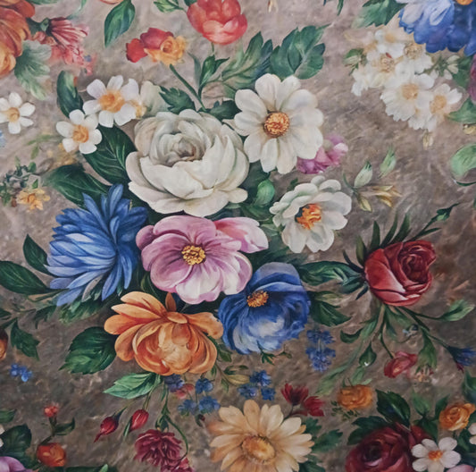 Tecido Para Sofá Veludo Estampado Floral Marrom