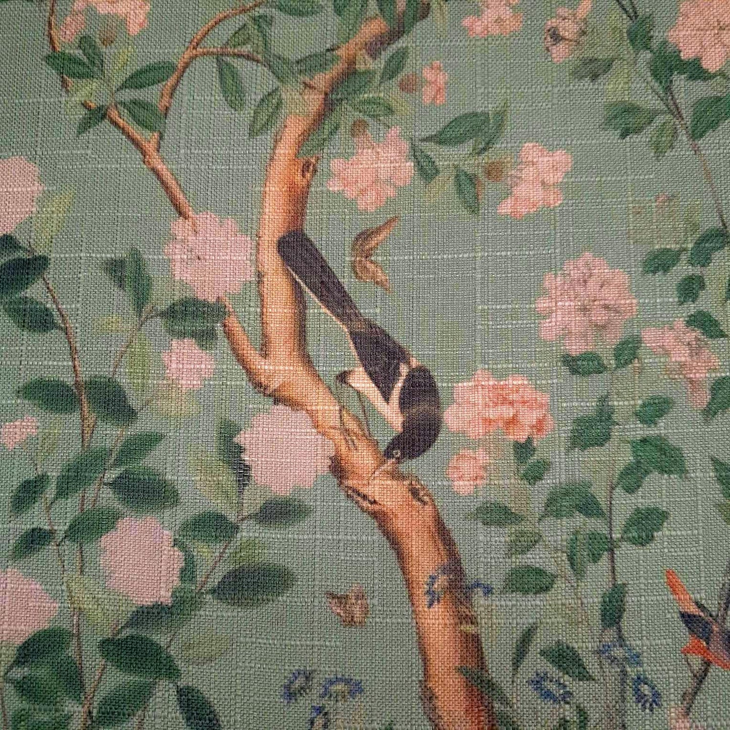 Tecido Para Sofá Linho Sintético Pássaro Verde