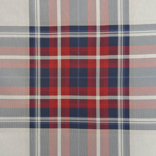 Tecido Para Sofá Linho Sintético Xadrez Vermelho/Azul